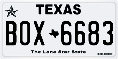 TX license plate BOX6683