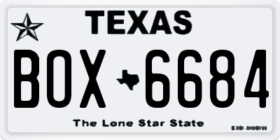 TX license plate BOX6684