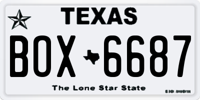 TX license plate BOX6687