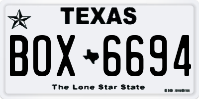 TX license plate BOX6694