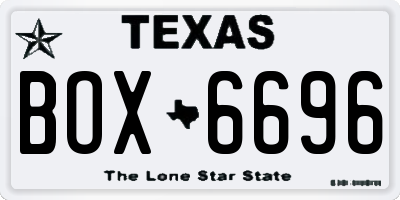 TX license plate BOX6696