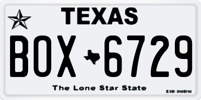 TX license plate BOX6729