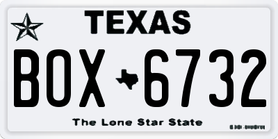 TX license plate BOX6732