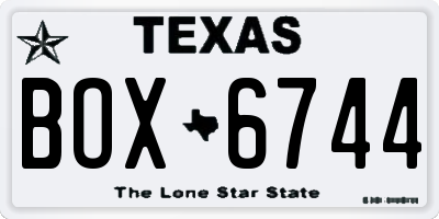 TX license plate BOX6744