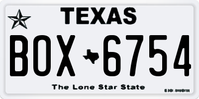TX license plate BOX6754