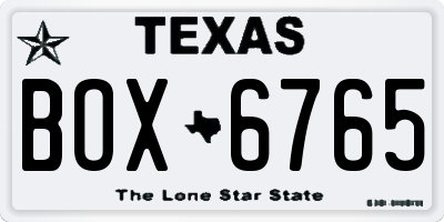 TX license plate BOX6765