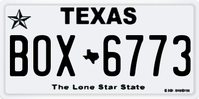 TX license plate BOX6773