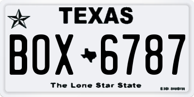 TX license plate BOX6787