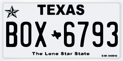 TX license plate BOX6793