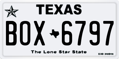 TX license plate BOX6797