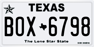 TX license plate BOX6798