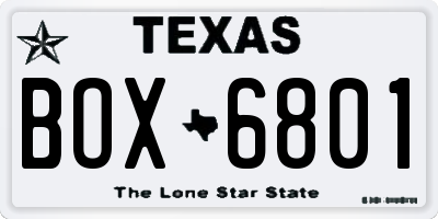 TX license plate BOX6801