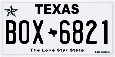 TX license plate BOX6821