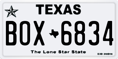 TX license plate BOX6834