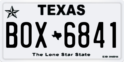 TX license plate BOX6841