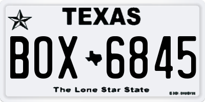 TX license plate BOX6845