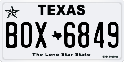 TX license plate BOX6849