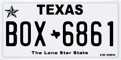 TX license plate BOX6861