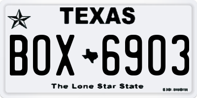 TX license plate BOX6903