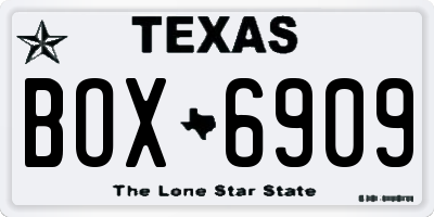 TX license plate BOX6909