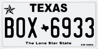 TX license plate BOX6933