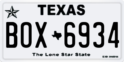 TX license plate BOX6934