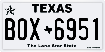 TX license plate BOX6951