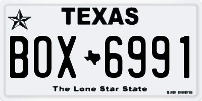 TX license plate BOX6991