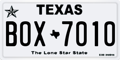 TX license plate BOX7010