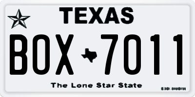 TX license plate BOX7011