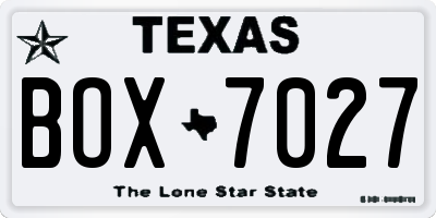 TX license plate BOX7027