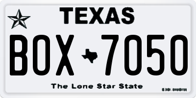 TX license plate BOX7050