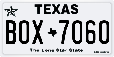 TX license plate BOX7060
