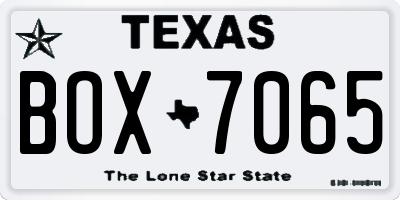 TX license plate BOX7065