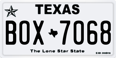 TX license plate BOX7068