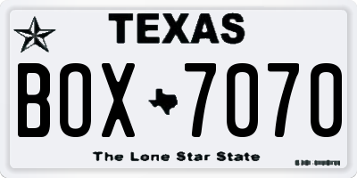 TX license plate BOX7070