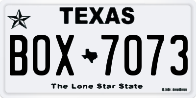 TX license plate BOX7073
