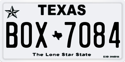 TX license plate BOX7084