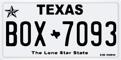 TX license plate BOX7093
