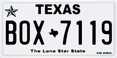TX license plate BOX7119