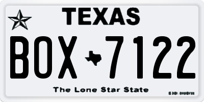TX license plate BOX7122