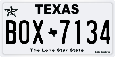 TX license plate BOX7134