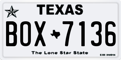 TX license plate BOX7136