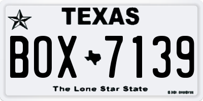 TX license plate BOX7139