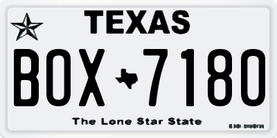TX license plate BOX7180