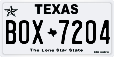 TX license plate BOX7204