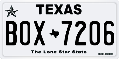 TX license plate BOX7206