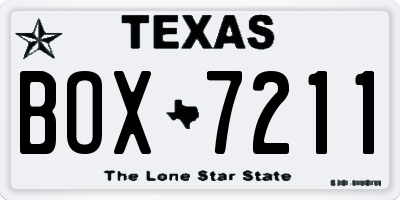 TX license plate BOX7211