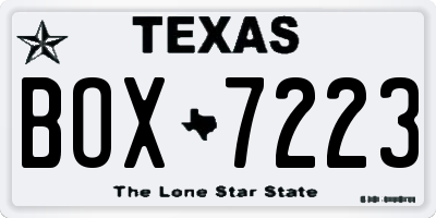 TX license plate BOX7223