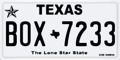 TX license plate BOX7233